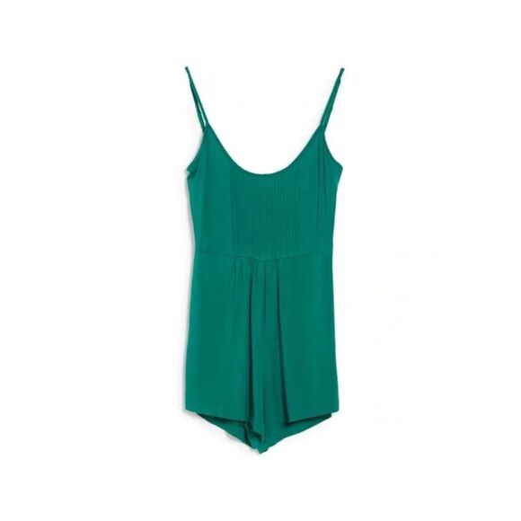 NWT CALVIN KLEIN Womens Green Bib Adjustable St Spaghetti Strap Romper 14 - Picture 1 of 2